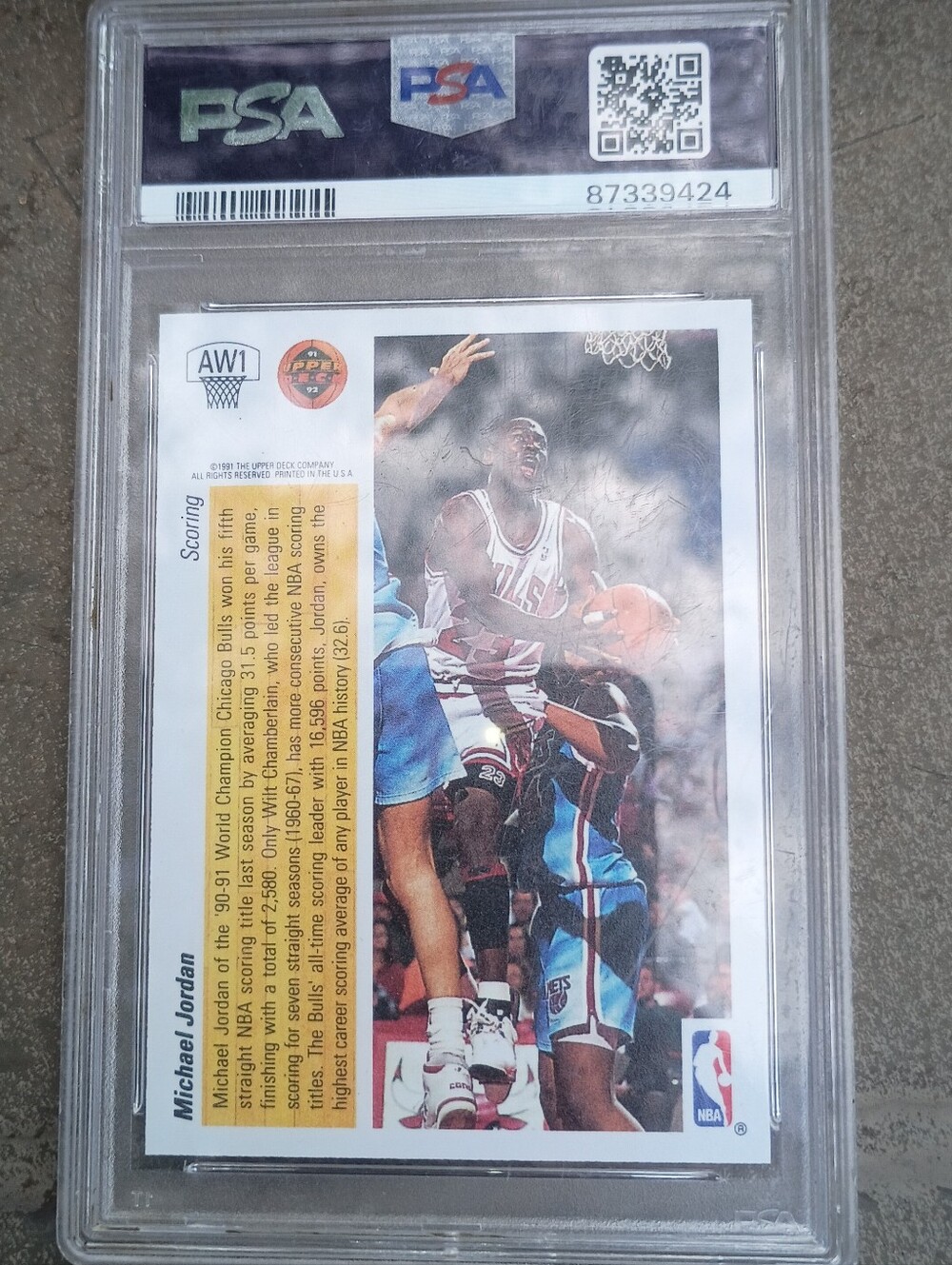 1991 Michael Jordan Upper Deck Award PSA Graded Mint 9 87339424 *Needs Reslab* - Picture 5 of 16